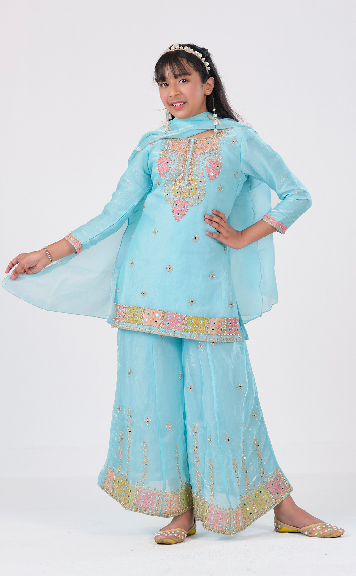 Purple Branded Girls Kurti Set