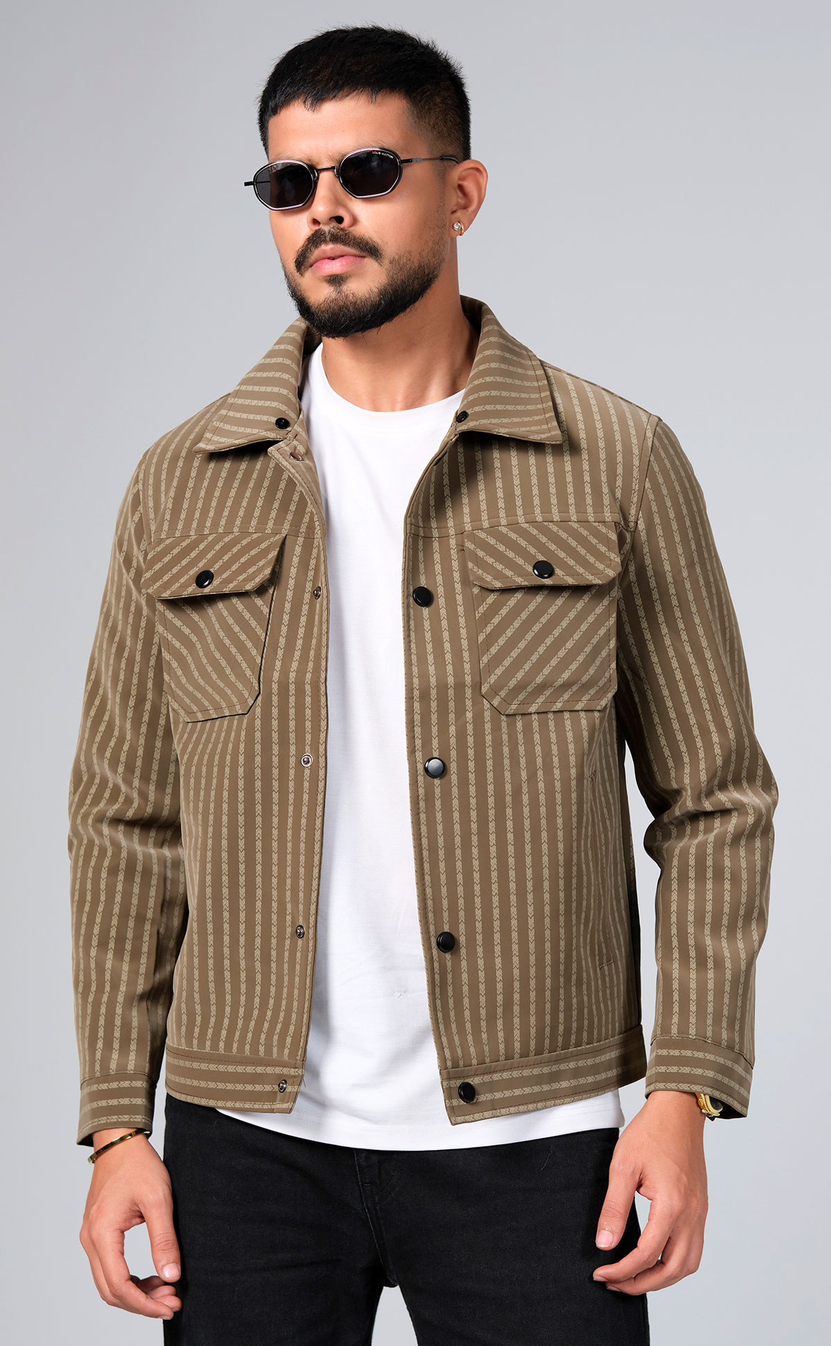 Men’s Striped Winter Jacket – Premium Casual Outerwear by PURPLE