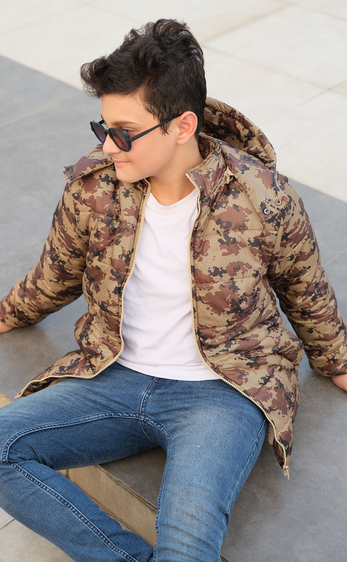 Boys Camouflage Hooded Winter Jacket | PURPLE the art of life