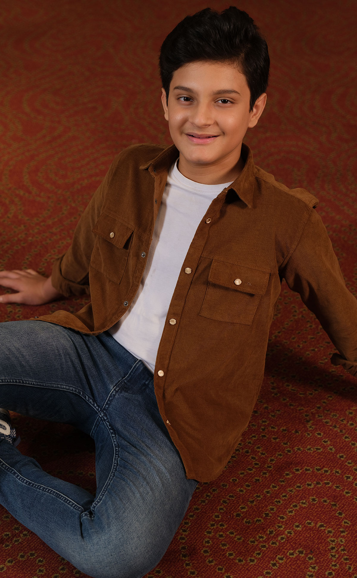 Boys Premium Casual Corduroy Shirt – Brown | PURPLE the art of life