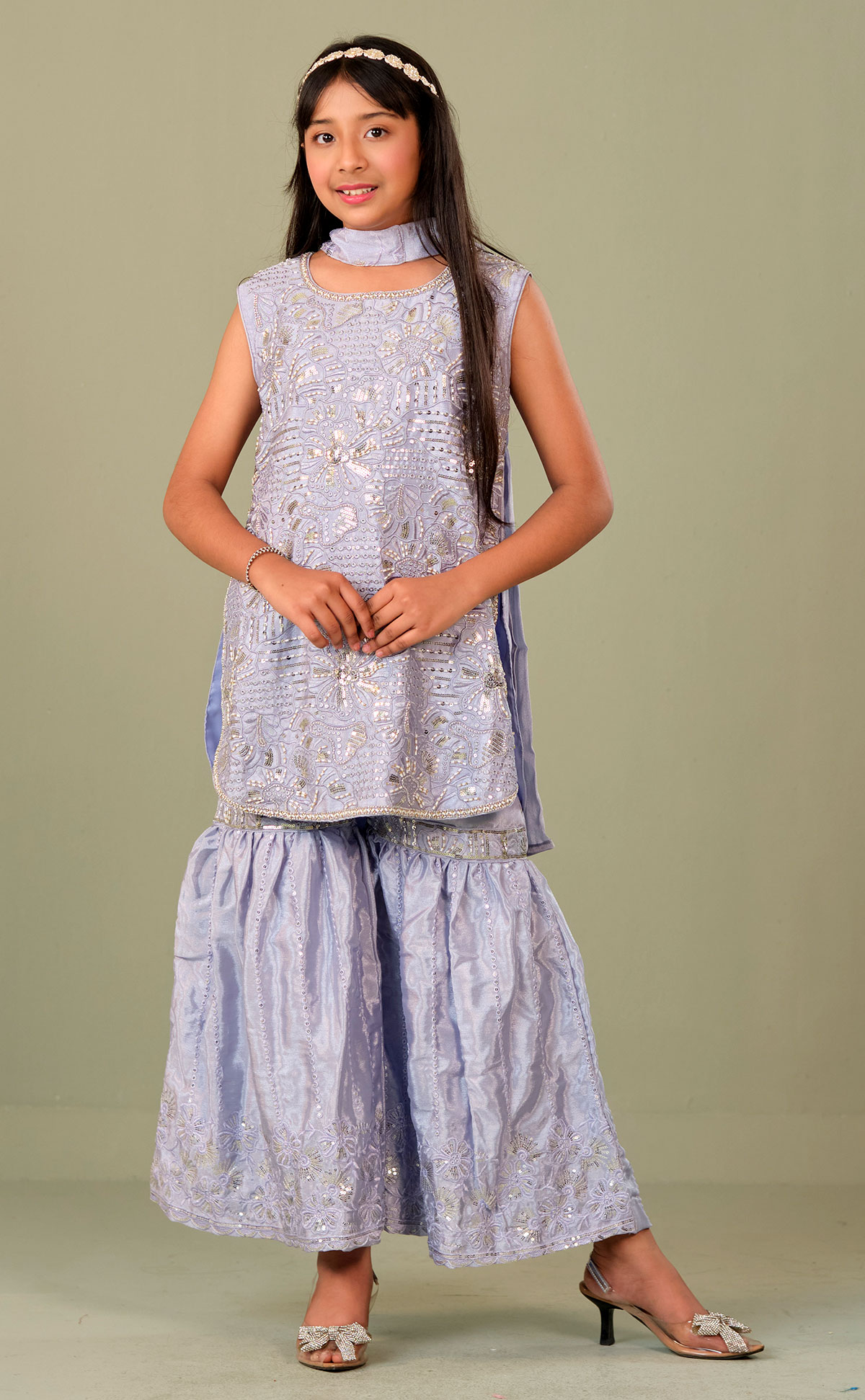 Purple Branded Girls Kurti Set