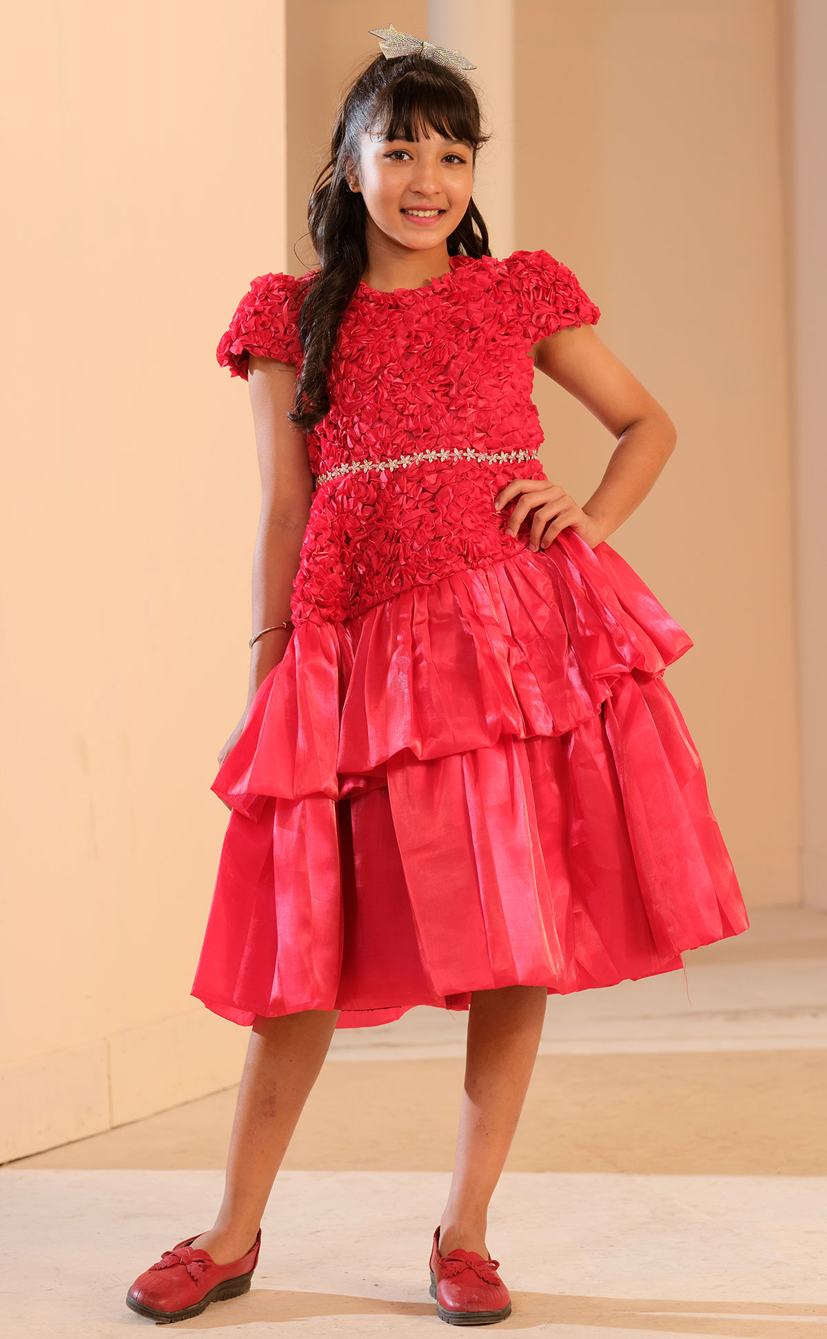 Purple Branded Party Frock Red