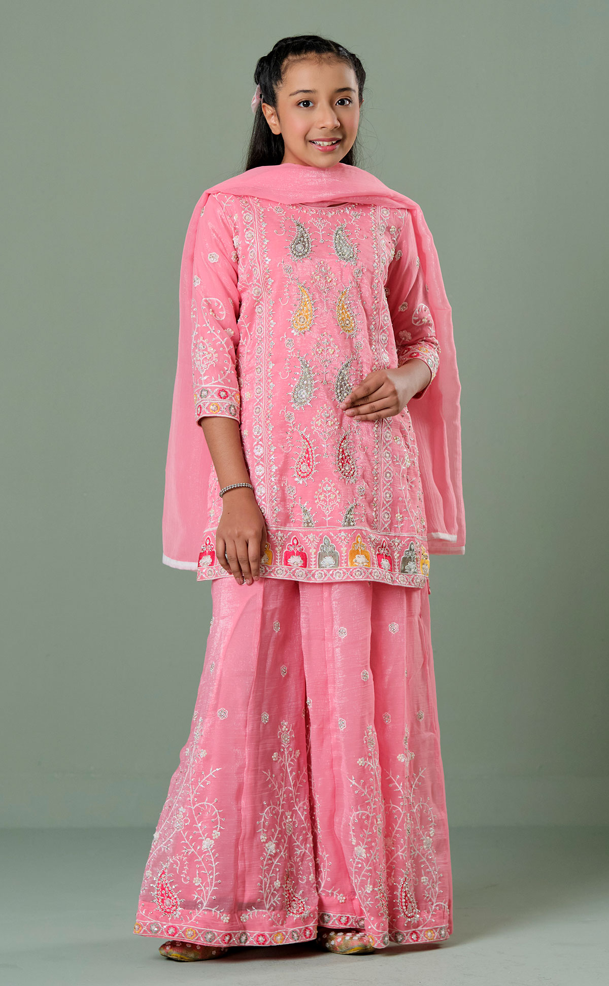 Purple Branded Girls Kurti Set