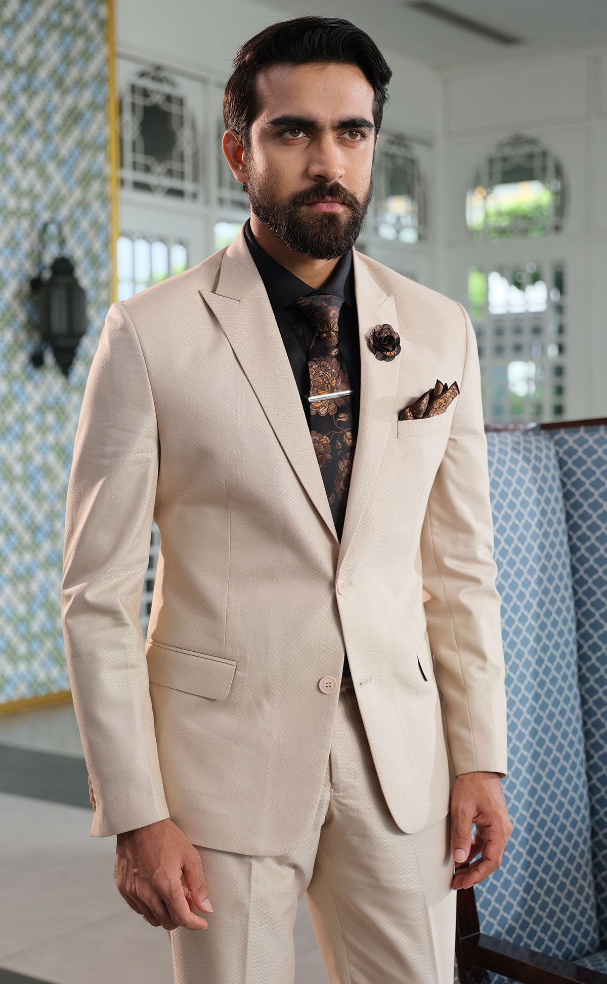 Men’s Luxury Complete Formal Suit – Elegant Beige | PURPLE the art of life