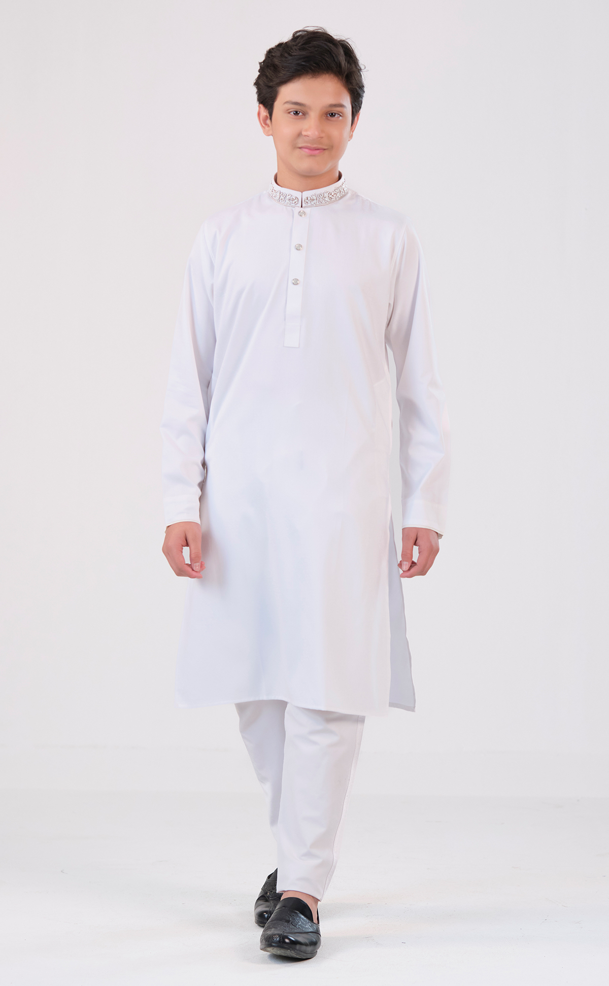Purple Boys Long Panjabi White