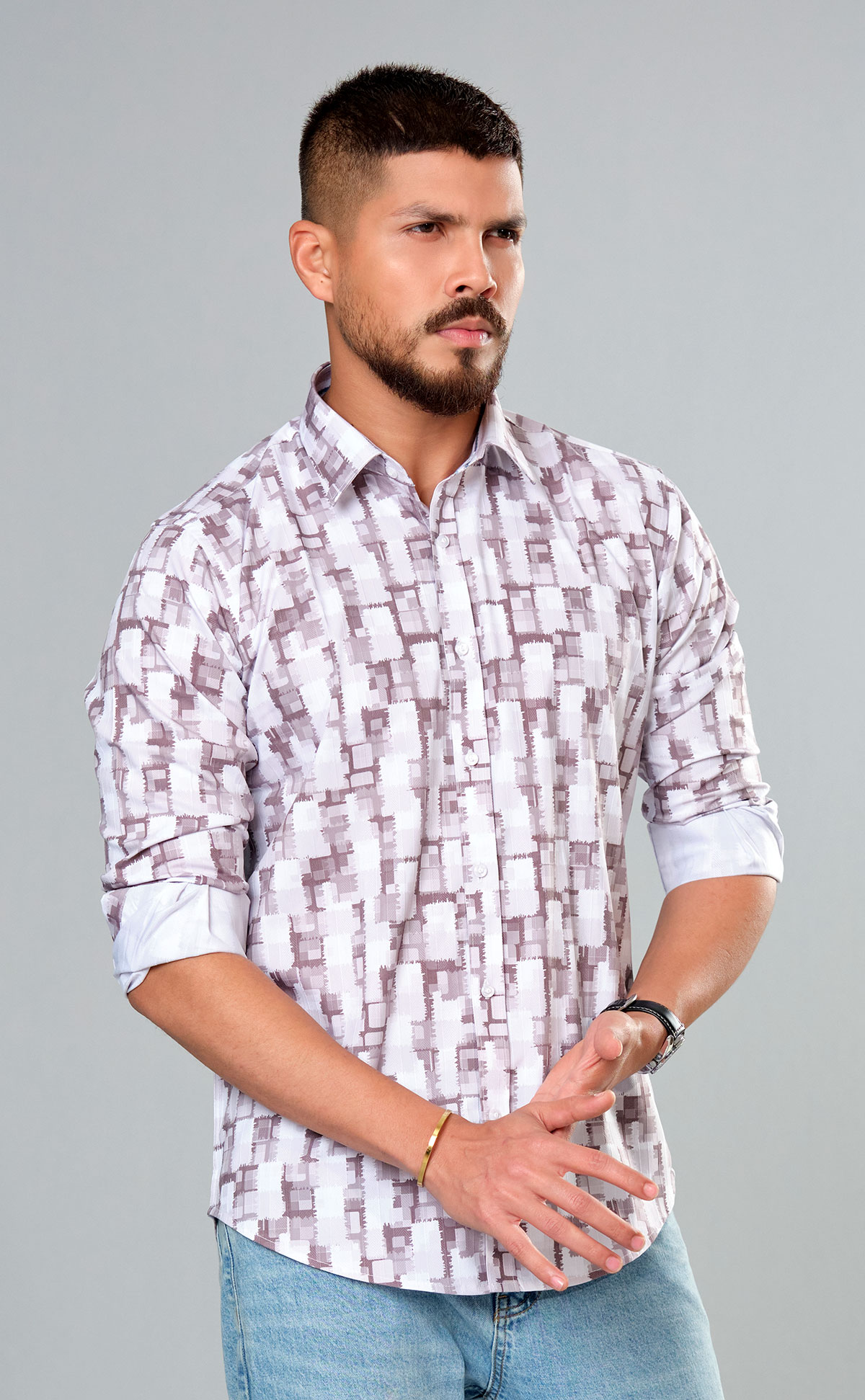 Casual Shirt White Coffee