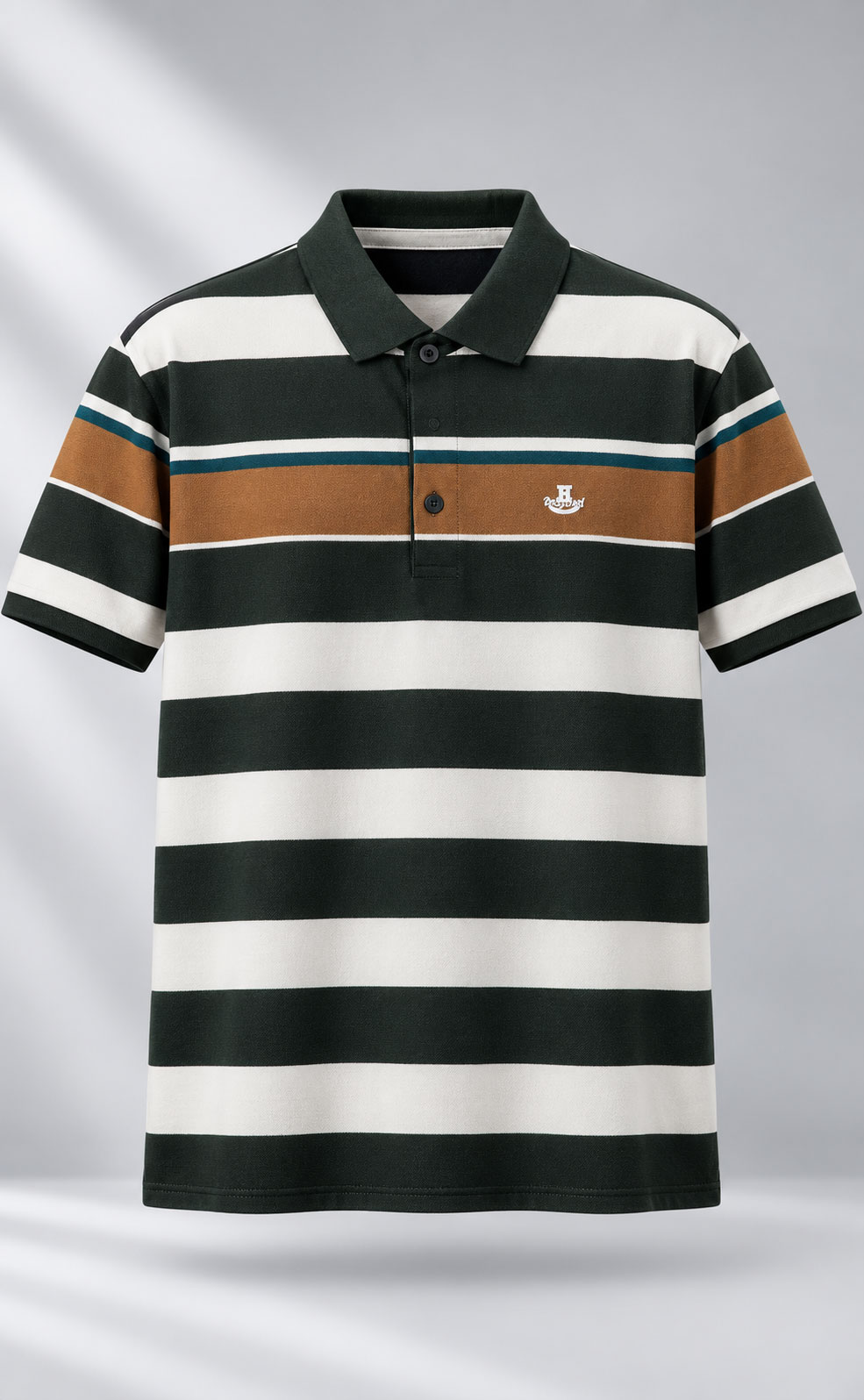 Striped Forest Green Polo Shirt